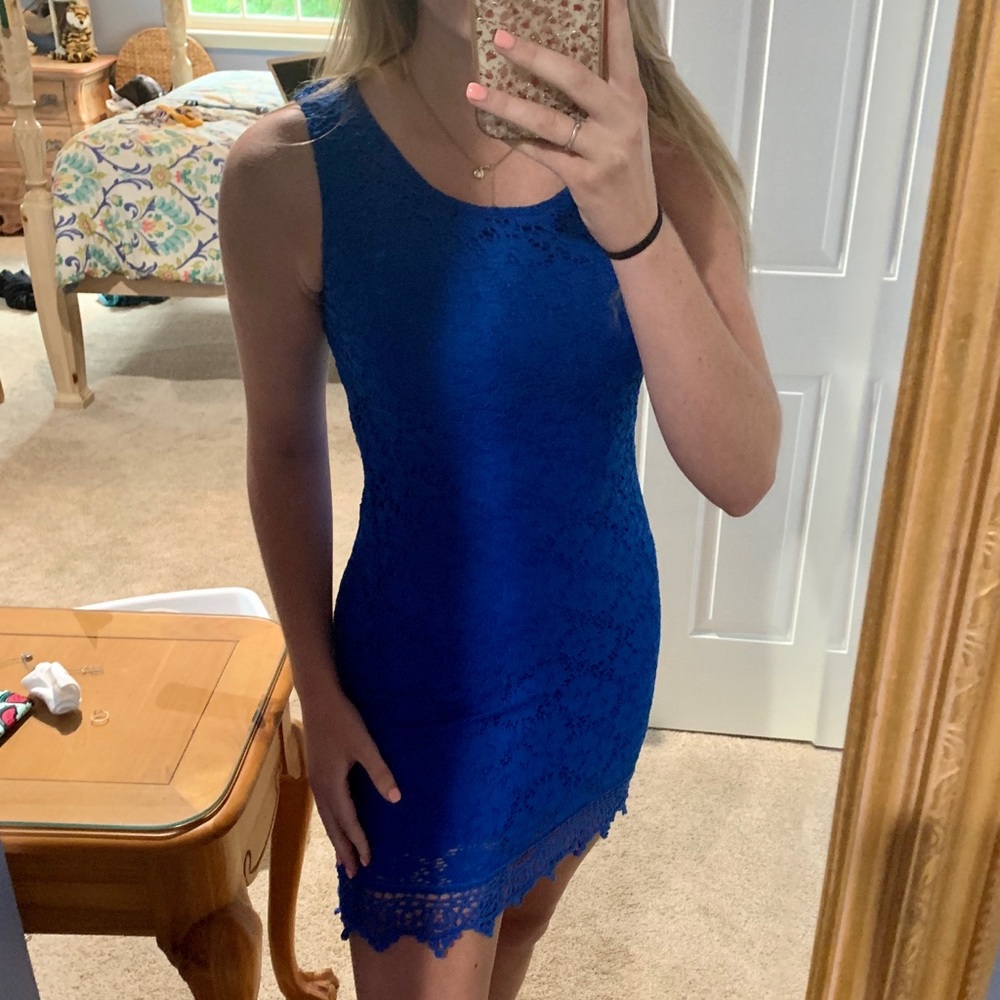 Alfani Royal Blue Lace Sleeveless Dress